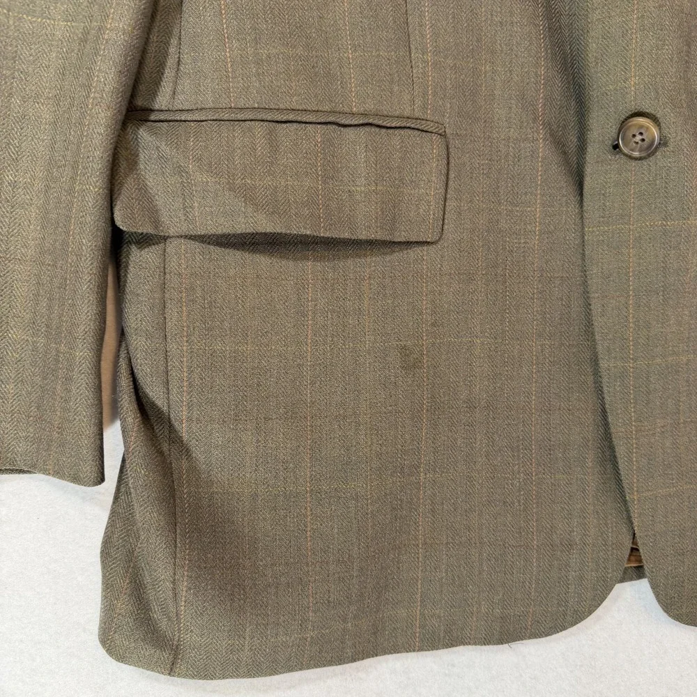 VTG Chaps Ralph Lauren Mens 42R Brown Plaid Two Button Blazer Wool Sport Coat